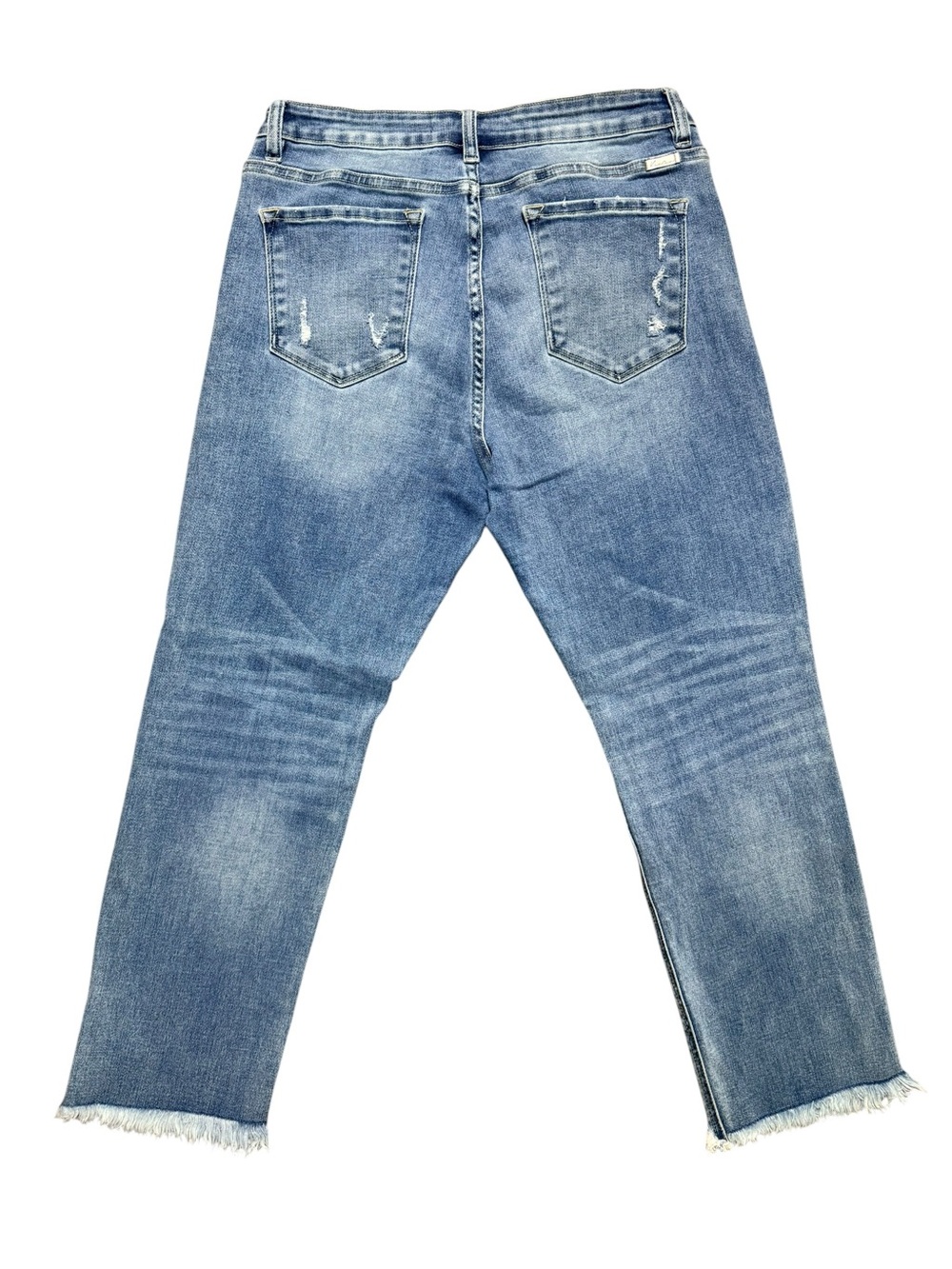 Kancan Size 31 Distressed Cropped Straight Leg Jeans Raw Hem - Picture 3 of 9